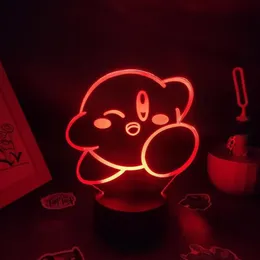 Игра ночных огней Kirbys 3d светодиодные RGB Light Clorkful Birthday Gift для друзей детские детские лава -кровать Gaming Room Decoratio272q