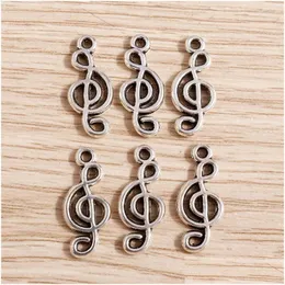 Charms 40Pcs 8X19Mm Cute Alloy Music Note For Jewelry Making Diy Earrings Pendants Necklaces Handmade Keychains Crafts Supplies Drop Dhop9