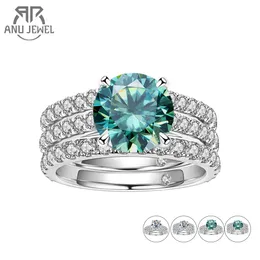 Anujewel 3ct Stonetotale principale 4.15ct d anello colorato set da sposa set da sposa anelli in argento con gravande all'ingrosso 231221