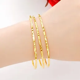 Bangle Plated 100% 24K Real Gold 18K Bracelet Female 999 Sansheng III Pure Gold Fine Starry Fashion Trend Woman Jewelry Valentine Gift 231222