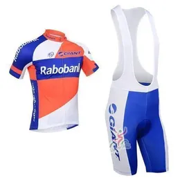 세트 2015 전문 팀 Rabobank 자전거 자전거 착용 남자 짧은 슬리브 사이클링 저지 셔츠 및 자전거 의류 턱받이