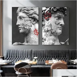 그림 David Head Scpture Statue ITI Art Canvas 그림 포스터 및 인쇄 거실 홈 드롭 배달 DHWB6을위한 거리 벽 사진