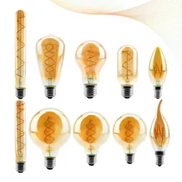 Bulbos LED Filamento Bulbo C35 T45 ST64 G80 G95 G125 Luz em espiral 4W 2200K Retro Lâmpadas vintage Lâmpadas decorativas Dimmable Edison LA234W