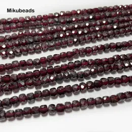 الجملة الطبيعية 4MM02 حمراء العقيق الأحمر مربع حبات فضفاضة لتصنيع مجوهرات صنع أساور DIY Mikubeads 231221