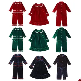 Pijamalar Aile Eşleştirme Kardeş Çocuk Giysileri Veet Kırmızı Kız Kız Erkekler Noel Pijamalar 2 Parçası PJS Çocuklar Set 230310 DROP DELIVE DH7VX