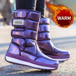 ブーツLluumiu Snow Boots Women Waterproof 2022 Winter Plus Velvet Thick Ware Cotton Soft Shoes Nonslip Midtube Ladies Fur Boots