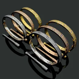 Titanium Steel 3 rad full diamantarmband mode kvinnor män chirstmas bangle armband avstånd smycken gåva med sammet bag314h