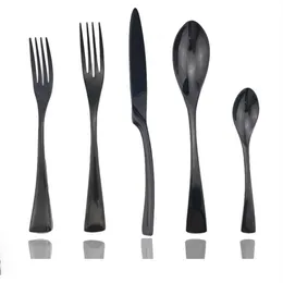 20 30 Pieces Shiny Black Flatware Cutlery Set 18 10 Stainless Steel Dinnerware Steak LNIFE Dinner Forks Spoons Silverware Set266i