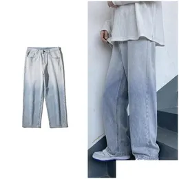 Men'S Jeans Mens K106 Men Gradient Straight Fashion Loose Stretchy Died Streetwear Casual Baggy Neutral Cargo Denim Trousers260N Dro Dhbfm