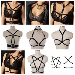 Cintos punk faux couro pentagonal chicote de lingerie bondage gaiola de caça -peito suspensórios de beleza gótica sexy tops acessórios2221m