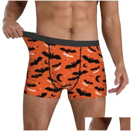 Underbyxor bat vektor mönster underkläder halloween stil manliga trosor anpassade y mjuka boxershorts trenky boxer kort stor storlek drop deli dhlci