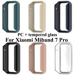 PC rígido e estojo fosco com protetor de tela de vidro temperado compatível com para Xiaomi Miband 7 Acessórios de relógios inteligentes Pro Smart LL