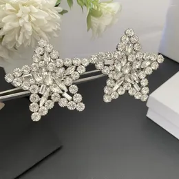 Brincos de Moda Dangle Moda Europa America exagerou Crystal Star Grande clipe de orelha de prata Trendência de jóias de luxo