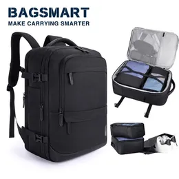 Bagsmart Travel Backpack Men 4pcs Multifunction bagagli Lightweight Waterproof Laptop Bagpacks Cabin con scarpe tasca 231222