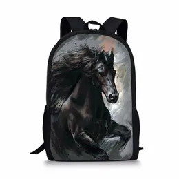 Bags Haoyun Friesian Horse Print Pattern School Backpack para adolescentes meninos estudantes bookbag personalizado Meninas Mulheres Daypack Mochila