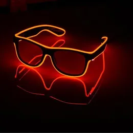 Blinkande El Wire LED -glasögon Lysande fest Dekorativ belysning Klassisk gåva Bright Led Light Up Party Solglasögon 12st Lot219n