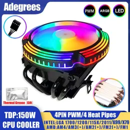 4 Тепловые трубы Argb CPU Cooler 120 мм низкопрофильный 4PIN PWM RADIATOR для Intel LGA 1700 2011 1150 1151 X99 AM3 AM4 Вентилядор 231221