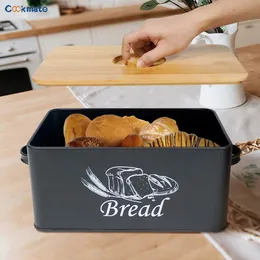 Sensemake 판매 휴대용 주방 빵 빈은 대나무 덮개 손잡이 검은 흰색 231221