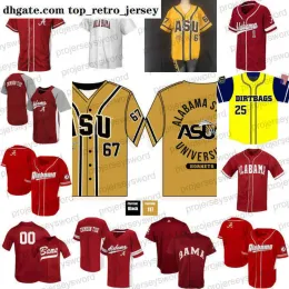 Mens Alabama State University Baseball Jersey Custom Any Name Number Stitched College Apparel Big Tall