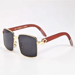 Retro Bamboo Wood Sunglasses Mens Women Fashion Sports Buffalo Goggles Gold Silver Frame Glasses مع ظلال صندوق Lunett3033