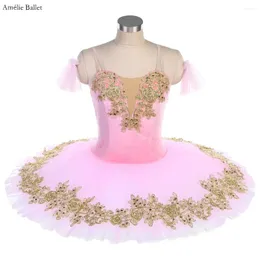 Stage Wear BLL108 Pink Velvet Bodice Pre-professional Ballet Tutu Girls & Women Competition Or Performance Dance Costumes Pancake
