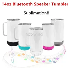 Tumblers de 14 onças de sublimação Bluetooth -alto -falante com alça sublimação copo de música sem fio reto Copas de música stee inoxidável