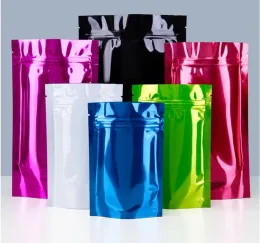 18*26 cm Aluminiumfolie Stand -up -Beutel Geruchsschutz Reißverschluss Schloss Taschen für Lebensmittel Reis Süßigkeiten Nüsse Trockener Früchte Kaffeebohnen Verpackungstasche LL LL