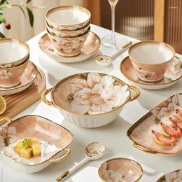Zestawy naczyń stołowych na wyrabianie sztućce herbata herbata ceramiczne talerze zupa łyżka kuchenne dania kuchenne pałeczki pałeczki