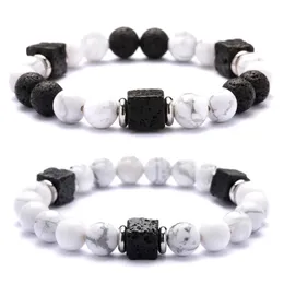 Lava Stone Cube Beads 8mm Howlite 팔찌 남자 패션 선물 남성용 발목 구슬 팔찌 구슬 strands243e