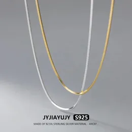 Chokers Jyjiayujy 100% Sterling Silver S925 Halsband 1.3/1,5 mm Square Snake Chain Rhodium/Gold Plated 40/45/50cm Lång daglig gåva AYC07 2312222