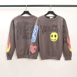 Дизайнерский роскошный Kanyes Classic Hip Hop Limited Smiley Face Foam Print Sheam Sweater для мужчин и женских пар тренд.