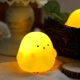1pc Portable LED Night Light Batteries Included, Creative Cartoon Cute Yellow Color Little Chicken Shaped Bedside Lamp For Teen Girls Boys Gift