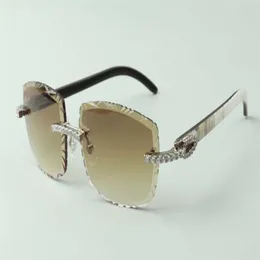 2021 Designers óculos de sol 3524023 Diamantes intermináveis ​​cortes lentes lentes naturais de búfalo búfalos de búnzas de vidro tamanho 58-18-140mm2576