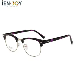 Ienjoy Yuvarlak Metal Alaşım Gözlük Marka Bacak Clear Lenes Retro Moda Myopia Gözlük Menwomen G; Asses Frame Sunglasses306t