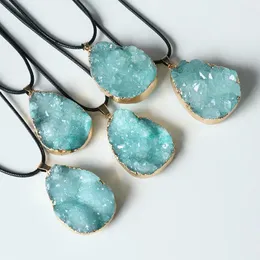Colares pendentes colar de cristal branco natural orifício irregular cluster azul masculino masculino jóias artesanato de decoração de jóias
