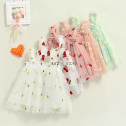 Kız Elbiseleri yürümeye başlayan çocuk elbise kızlar parti 2023 yaz kolsuz papatya çiçek tutu elbise katmanlı tül elbise prenses doğum günü elbise231222