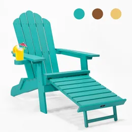 Soggiorni di mobili pieghevoli sedie per dormiente Adirondack con portabicchiere outtomana oversize Poly Lumber per patio Dhsgx