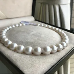 18 inch gorgeous AAAA 1011mm circular Akoya white natural pearl necklace with 14K buckle 231221