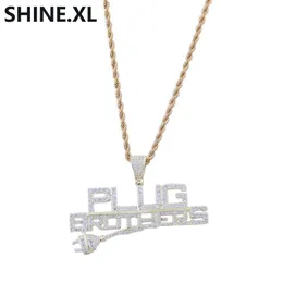 Plugue de hip hop com letra pingente gelado de zircão completo 14k colar de pendente banhado a ouro Men Bling Street Jewelry345w