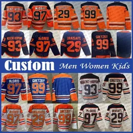 TOPS Custom 99 Wayne Gretzky Custom Men Women Kids Hockey Jersey 29 Leon Draisaitl 93 Ryan Nugenthopkins Connor McDavid Darnell Nurse