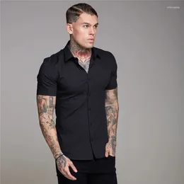 Camisas casuais masculinas de verão masculino Botão simples Camisa