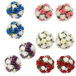 Dekorative Blumen 2pcs Hochzeitsfeier Herzstück Road Blei Blume 26 cm Ball Blumen Arrangement Guide Ornamente Stufe Deco Requisite