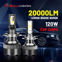 المصابيح الأمامية للسيارة H4 LED المصباح الأمامي 20000LM CSP Chip H7 H1 H1 H1 H9 9005 9006 HB3 HB4 120W 4300K ​​6500K 8000K PTF ICE BB الضباب الخفيف BISIO DHRU5