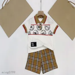 مصمم العلامة التجارية الجديد Polo Suit Summer Cotton عالية الجودة للأطفال مع السراويل القصيرة بدلة رياضية للأطفال بحجم 90 سم و 150 سم A05