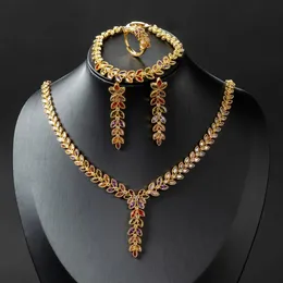 Weimanjingdian Brand Multi Colori Multiise Cut Cubic Zirconia Necklace Overing Bracciale Anelli Bracciale Set di gioielli da 4 pezzi Set 231221
