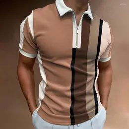 القمصان thirts polo lapel zipper t-shirt أعلى الأكمام القصير غير الرسمي