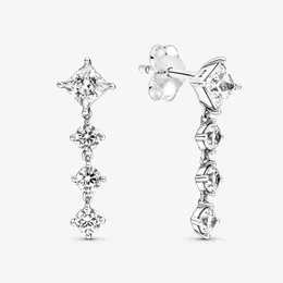 100% 925 Sterling Silver Dangle Sparkling redonda Brincos de breol da moda Brincos de breol para mulheres Presente 344Q