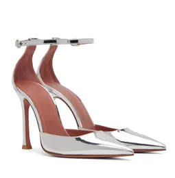 2024 Элегантный бренд Amina Muaddi Kim High Heel Sandals Shoes Women Lids Puck Pump Lady Party High Heels Eu35-43 с коробкой