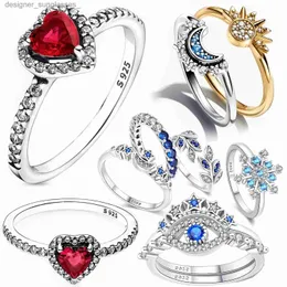 Bandringar Ny Red Heart Ring 925 Sterling Silver Sparkling Ring for Women 925 Silver Design Original Zircon Rings Festival Jewelry Giftl231222