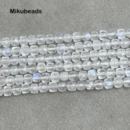 Partihandel naturlig 4mm en månsten fasetterad kub lös pärlor för att göra smycken diy stenhalsband strand mikubeads 231221